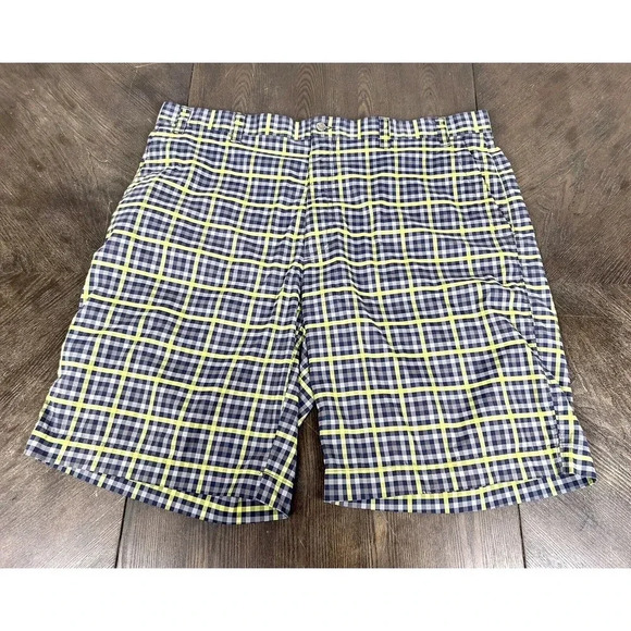 Callaway Golf Shorts Blue Yellow Plaid Pockets Stretch Men's 40 - Picture 2 of 10